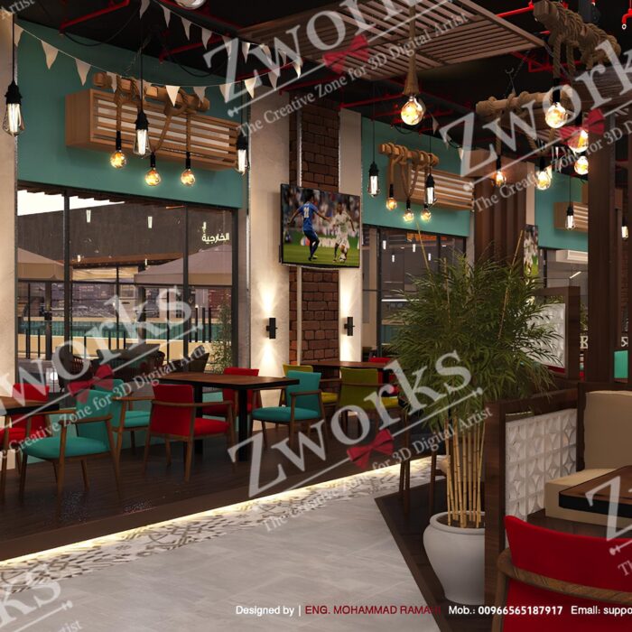 Modern Restaurant Interior Design 3D Model